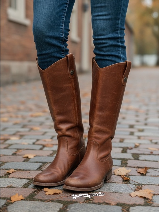 Frye Shoes - Frye Melissa Button Cognac Leather Knee High Boot